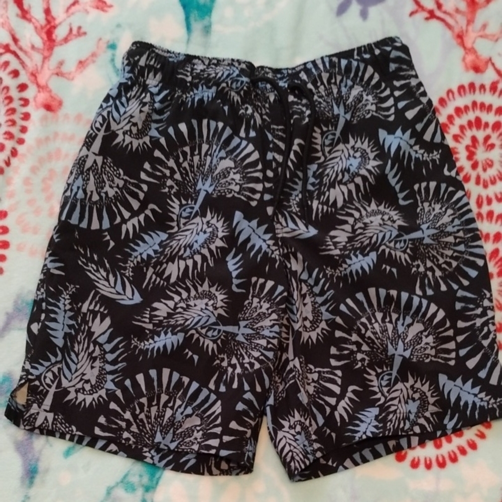 George Black and Gray Patterned Swim Shorts